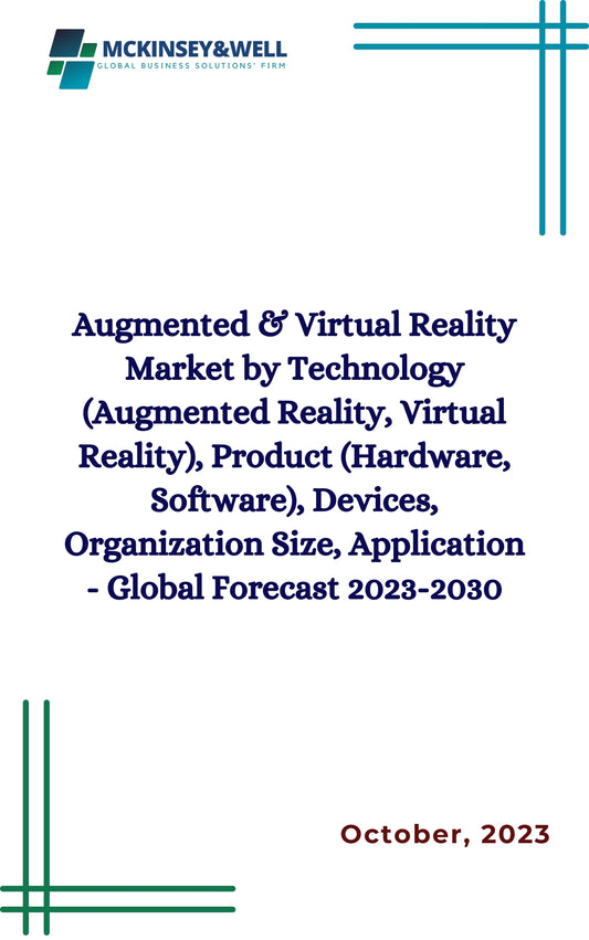 Augmented & Virtual Reality Market by Technology (Augmented Reality, Virtual Reality), Product (Hardware, Software), Devices, Organization Size, Application - Global Forecast 2023-2030