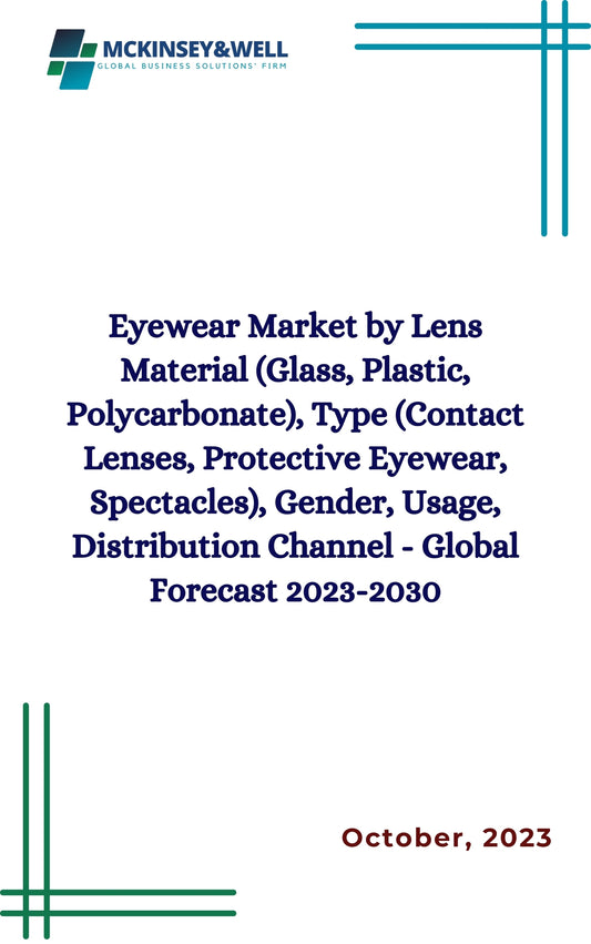 Eyewear Market by Lens Material (Glass, Plastic, Polycarbonate), Type (Contact Lenses, Protective Eyewear, Spectacles), Gender, Usage, Distribution Channel - Global Forecast 2023-2030