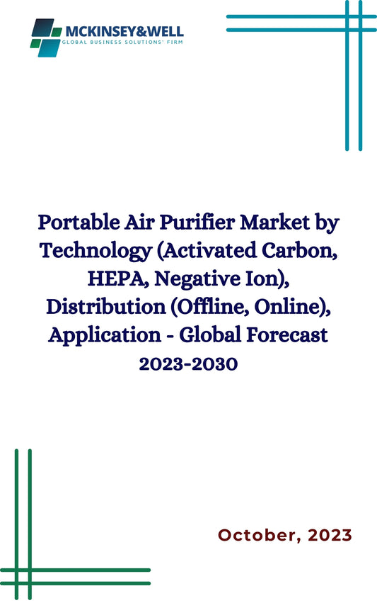 Portable Air Purifier Market by Technology (Activated Carbon, HEPA, Negative Ion), Distribution (Offline, Online), Application - Global Forecast 2023-2030