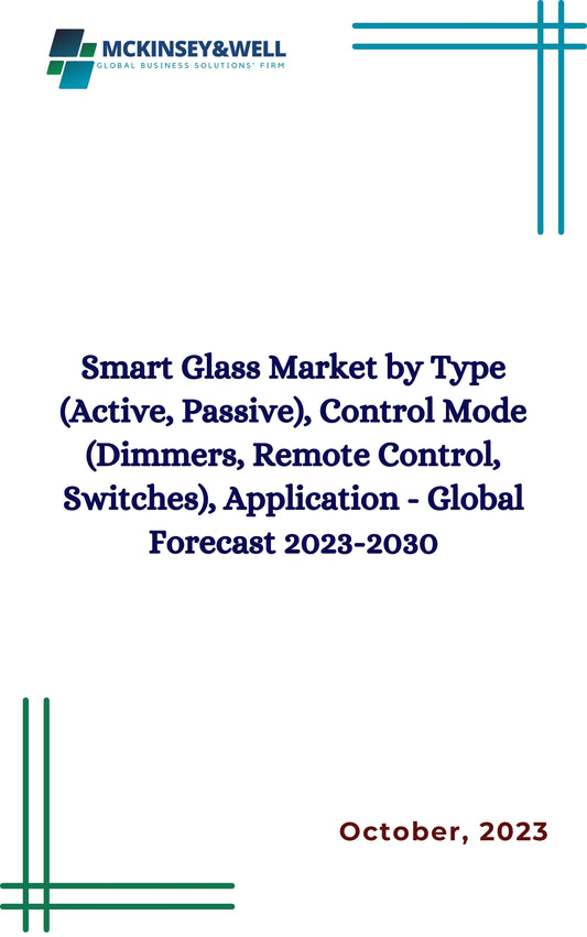 Smart Glass Market by Type (Active, Passive), Control Mode (Dimmers, Remote Control, Switches), Application - Global Forecast 2023-2030