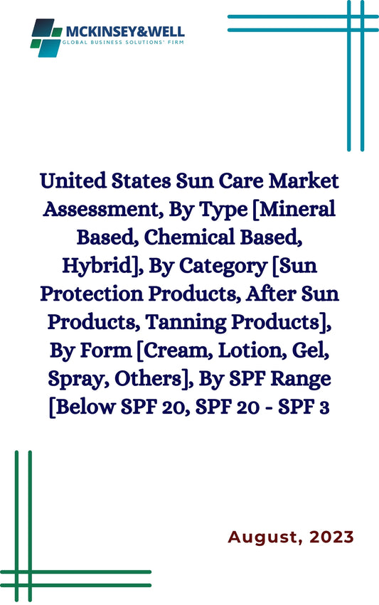 United States Sun Care Market Assessment, By Type [Mineral Based, Chemical Based, Hybrid], By Category [Sun Protection Products, After Sun Products, Tanning Products], By Form [Cream, Lotion, Gel, Spray, Others], By SPF Range [Below SPF 20, SPF 20 - SPF 3