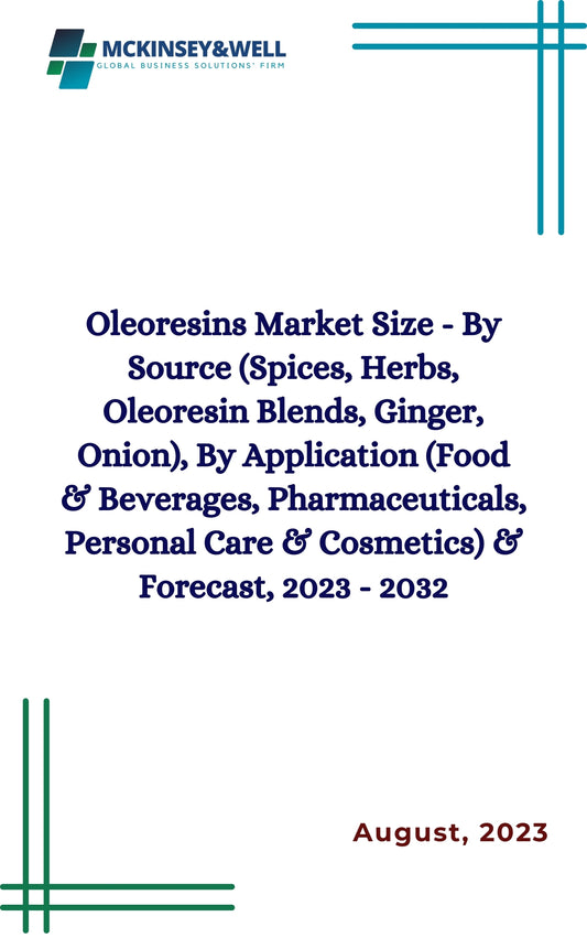 Oleoresins Market Size - By Source (Spices, Herbs, Oleoresin Blends, Ginger, Onion), By Application (Food & Beverages, Pharmaceuticals, Personal Care & Cosmetics) & Forecast, 2023 - 2032