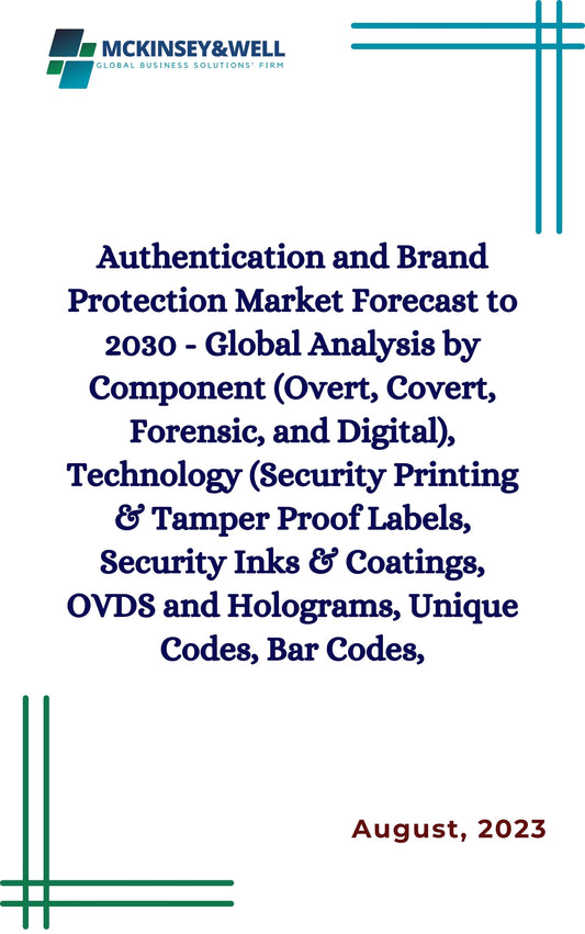 Authentication and Brand Protection Market Forecast to 2030 - Global Analysis by Component (Overt, Covert, Forensic, and Digital), Technology (Security Printing & Tamper Proof Labels, Security Inks & Coatings, OVDS and Holograms, Unique Codes, Bar Codes,