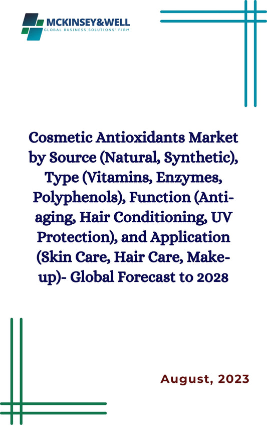 Cosmetic Antioxidants Market by Source (Natural, Synthetic), Type (Vitamins, Enzymes, Polyphenols), Function (Anti-aging, Hair Conditioning, UV Protection), and Application (Skin Care, Hair Care, Make-up)- Global Forecast to 2028