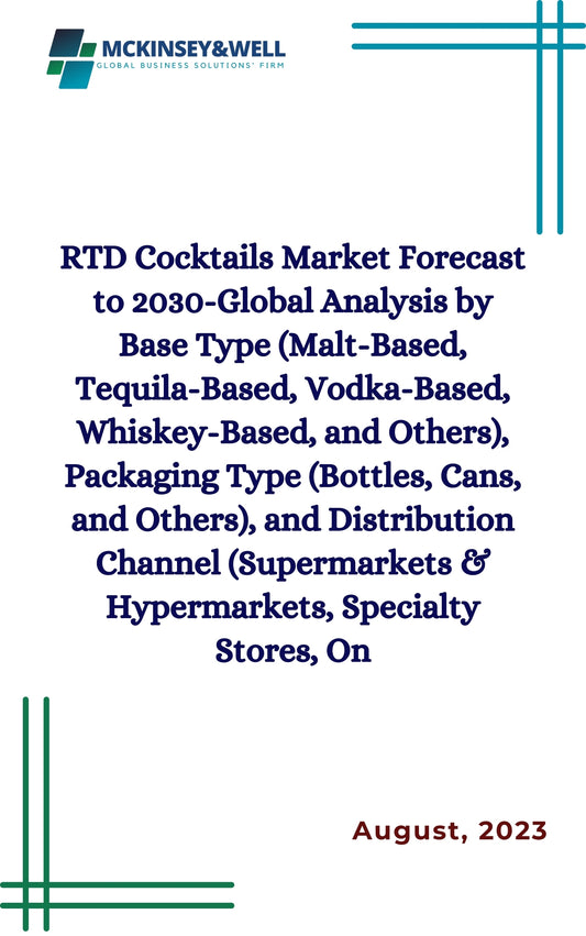 RTD Cocktails Market Forecast to 2030-Global Analysis by Base Type (Malt-Based, Tequila-Based, Vodka-Based, Whiskey-Based, and Others), Packaging Type (Bottles, Cans, and Others), and Distribution Channel (Supermarkets & Hypermarkets, Specialty Stores, On