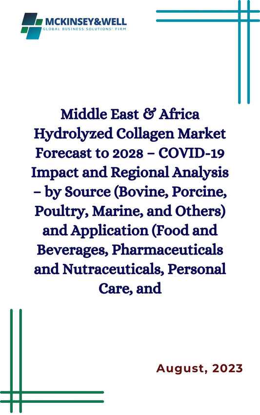 Middle East & Africa Hydrolyzed Collagen Market Forecast to 2028 – COVID-19 Impact and Regional Analysis – by Source (Bovine, Porcine, Poultry, Marine, and Others) and Application (Food and Beverages, Pharmaceuticals and Nutraceuticals, Personal Care, and