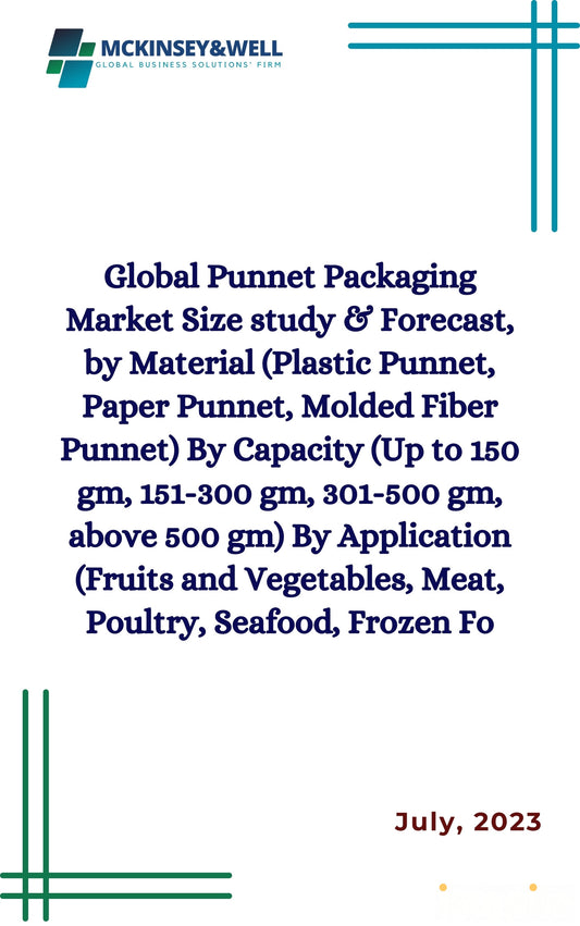 Global Punnet Packaging Market Size study & Forecast, by Material (Plastic Punnet, Paper Punnet, Molded Fiber Punnet) By Capacity (Up to 150 gm, 151-300 gm, 301-500 gm, above 500 gm) By Application (Fruits and Vegetables, Meat, Poultry, Seafood, Frozen Fo