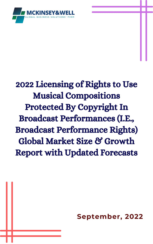 2022 Licensing of Rights to Use Musical Compositions Protected By Copyright In Broadcast Performances (I.E., Broadcast Performance Rights) Global Market Size & Growth Report with Updated Forecasts