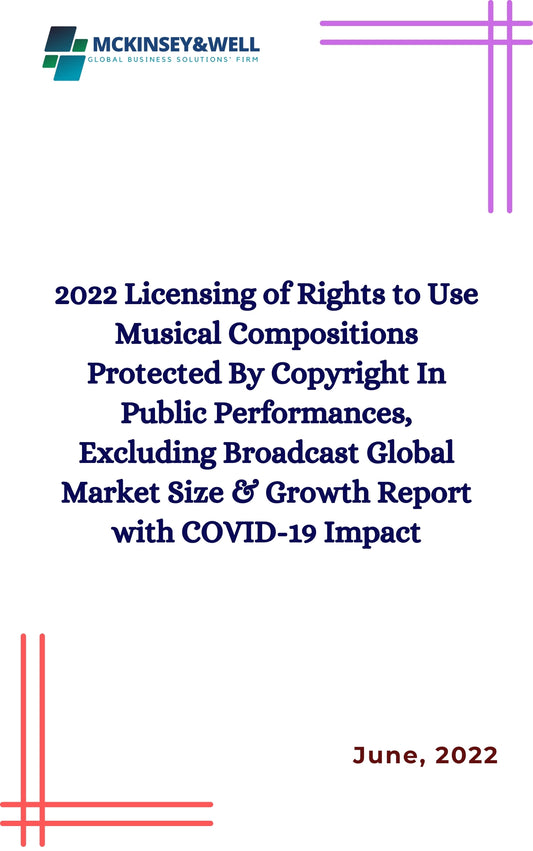 2022 Licensing of Rights to Use Musical Compositions Protected By Copyright In Public Performances, Excluding Broadcast Global Market Size & Growth Report with COVID-19 Impact