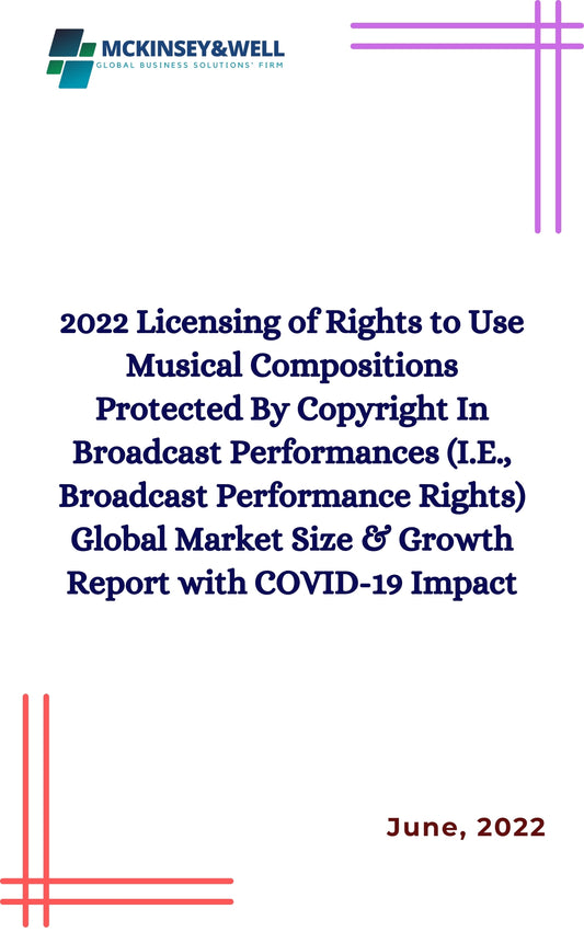 2022 Licensing of Rights to Use Musical Compositions Protected By Copyright In Broadcast Performances (I.E., Broadcast Performance Rights) Global Market Size & Growth Report with COVID-19 Impact