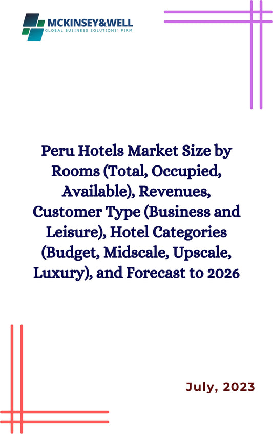 Peru Hotels Market Size by Rooms (Total, Occupied, Available), Revenues, Customer Type (Business and Leisure), Hotel Categories (Budget, Midscale, Upscale, Luxury), and Forecast to 2026