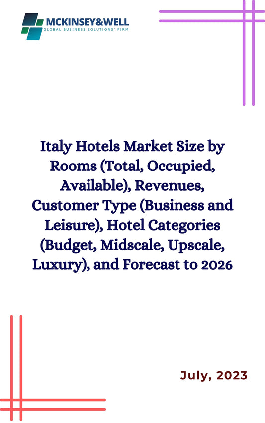 Italy Hotels Market Size by Rooms (Total, Occupied, Available), Revenues, Customer Type (Business and Leisure), Hotel Categories (Budget, Midscale, Upscale, Luxury), and Forecast to 2026