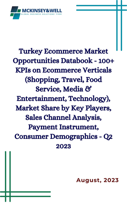 Turkey Ecommerce Market Opportunities Databook - 100+ KPIs on Ecommerce Verticals (Shopping, Travel, Food Service, Media & Entertainment, Technology), Market Share by Key Players, Sales Channel Analysis, Payment Instrument, Consumer Demographics - Q2 2023