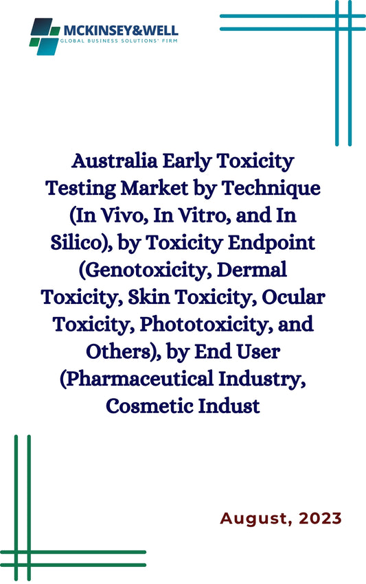 Australia Early Toxicity Testing Market by Technique (In Vivo, In Vitro, and In Silico), by Toxicity Endpoint (Genotoxicity, Dermal Toxicity, Skin Toxicity, Ocular Toxicity, Phototoxicity, and Others), by End User (Pharmaceutical Industry, Cosmetic Indust