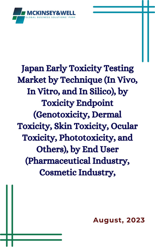 Japan Early Toxicity Testing Market by Technique (In Vivo, In Vitro, and In Silico), by Toxicity Endpoint (Genotoxicity, Dermal Toxicity, Skin Toxicity, Ocular Toxicity, Phototoxicity, and Others), by End User (Pharmaceutical Industry, Cosmetic Industry,