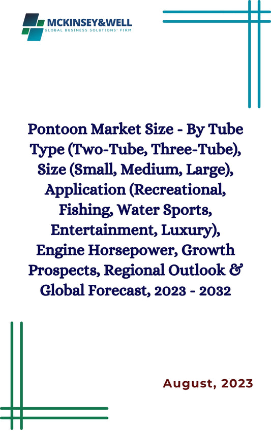 Pontoon Market Size - By Tube Type (Two-Tube, Three-Tube), Size (Small, Medium, Large), Application (Recreational, Fishing, Water Sports, Entertainment, Luxury), Engine Horsepower, Growth Prospects, Regional Outlook & Global Forecast, 2023 - 2032