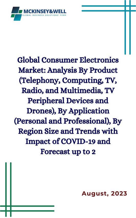 Global Consumer Electronics Market: Analysis By Product (Telephony, Computing, TV, Radio, and Multimedia, TV Peripheral Devices and Drones), By Application (Personal and Professional), By Region Size and Trends with Impact of COVID-19 and Forecast up to 2