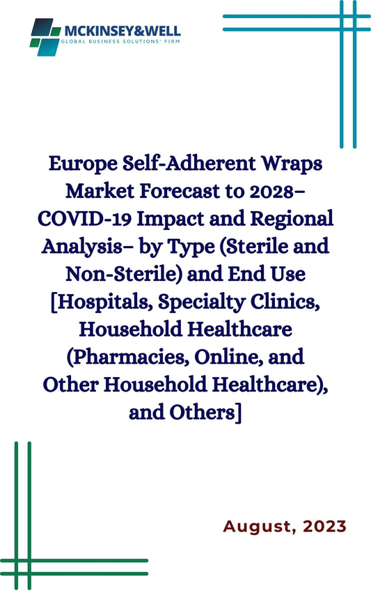 Europe Self-Adherent Wraps Market Forecast to 2028– COVID-19 Impact and Regional Analysis– by Type (Sterile and Non-Sterile) and End Use [Hospitals, Specialty Clinics, Household Healthcare (Pharmacies, Online, and Other Household Healthcare), and Others]