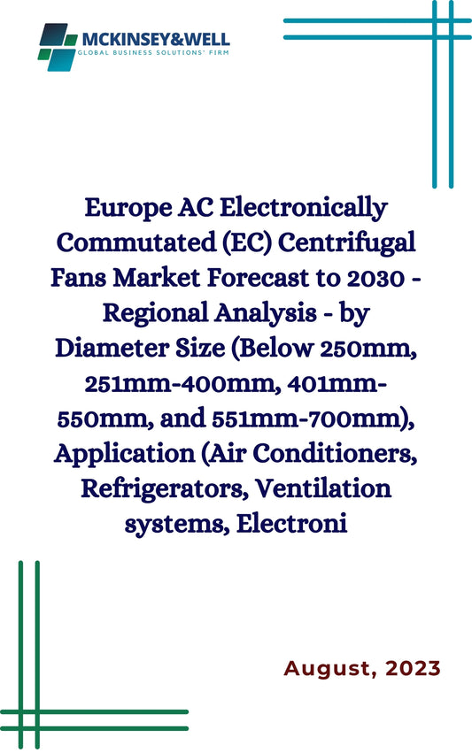 Europe AC Electronically Commutated (EC) Centrifugal Fans Market Forecast to 2030 - Regional Analysis - by Diameter Size (Below 250mm, 251mm-400mm, 401mm-550mm, and 551mm-700mm), Application (Air Conditioners, Refrigerators, Ventilation systems, Electroni