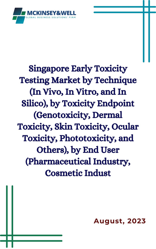 Singapore Early Toxicity Testing Market by Technique (In Vivo, In Vitro, and In Silico), by Toxicity Endpoint (Genotoxicity, Dermal Toxicity, Skin Toxicity, Ocular Toxicity, Phototoxicity, and Others), by End User (Pharmaceutical Industry, Cosmetic Indust