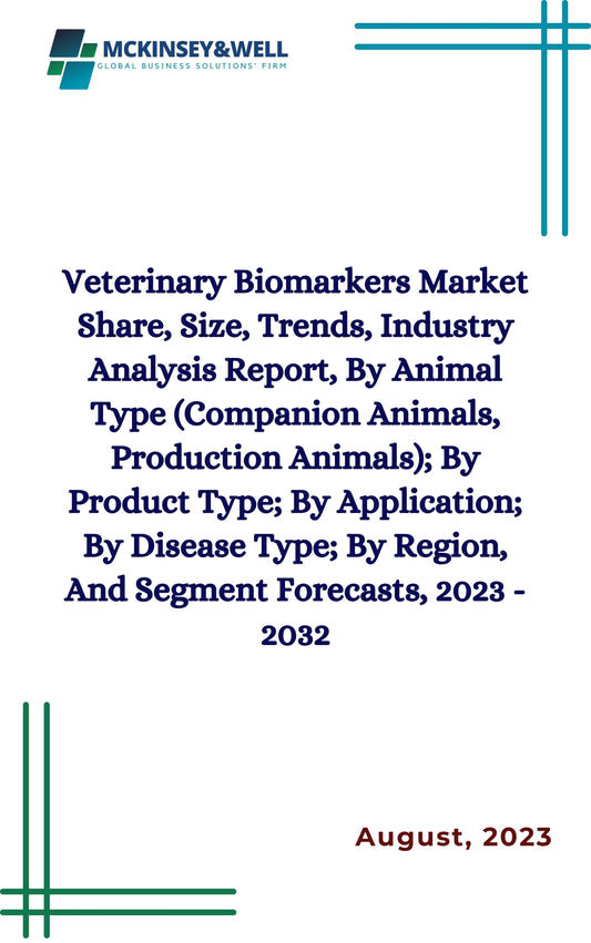 Veterinary Biomarkers Market Share, Size, Trends, Industry Analysis Report, By Animal Type (Companion Animals, Production Animals); By Product Type; By Application; By Disease Type; By Region, And Segment Forecasts, 2023 - 2032