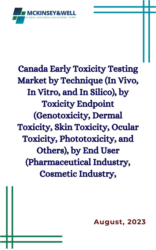 Canada Early Toxicity Testing Market by Technique (In Vivo, In Vitro, and In Silico), by Toxicity Endpoint (Genotoxicity, Dermal Toxicity, Skin Toxicity, Ocular Toxicity, Phototoxicity, and Others), by End User (Pharmaceutical Industry, Cosmetic Industry,