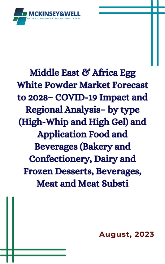 Middle East & Africa Egg White Powder Market Forecast to 2028– COVID-19 Impact and Regional Analysis– by type (High-Whip and High Gel) and Application Food and Beverages (Bakery and Confectionery, Dairy and Frozen Desserts, Beverages, Meat and Meat Substi