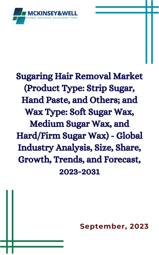 Sugaring Hair Removal Market (Product Type: Strip Sugar, Hand Paste, and Others; and Wax Type: Soft Sugar Wax, Medium Sugar Wax, and Hard/Firm Sugar Wax) - Global Industry Analysis, Size, Share, Growth, Trends, and Forecast, 2023-2031