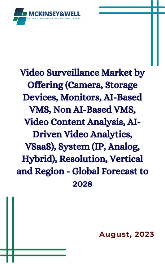 Video Surveillance Market by Offering (Camera, Storage Devices, Monitors, AI-Based VMS, Non AI-Based VMS, Video Content Analysis, AI-Driven Video Analytics, VSaaS), System (IP, Analog, Hybrid), Resolution, Vertical and Region - Global Forecast to 2028