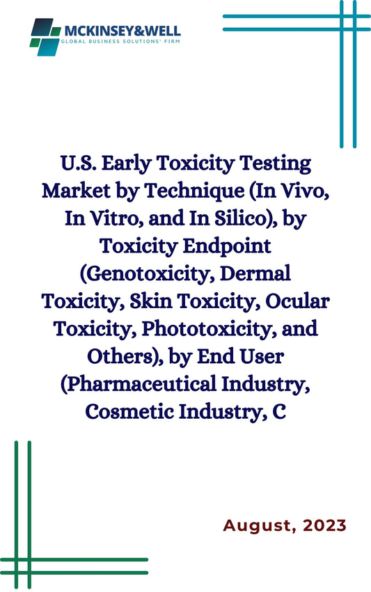 U.S. Early Toxicity Testing Market by Technique (In Vivo, In Vitro, and In Silico), by Toxicity Endpoint (Genotoxicity, Dermal Toxicity, Skin Toxicity, Ocular Toxicity, Phototoxicity, and Others), by End User (Pharmaceutical Industry, Cosmetic Industry, C