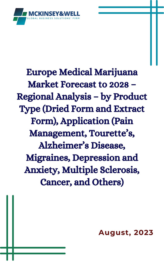 Europe Medical Marijuana Market Forecast to 2028 – Regional Analysis – by Product Type (Dried Form and Extract Form), Application (Pain Management, Tourette’s, Alzheimer’s Disease, Migraines, Depression and Anxiety, Multiple Sclerosis, Cancer, and Others)