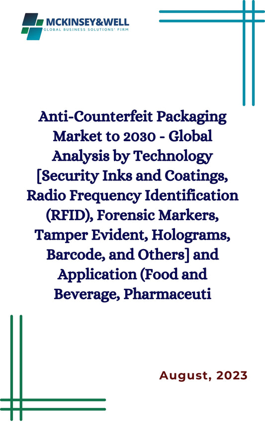 Anti-Counterfeit Packaging Market to 2030 - Global Analysis by Technology [Security Inks and Coatings, Radio Frequency Identification (RFID), Forensic Markers, Tamper Evident, Holograms, Barcode, and Others] and Application (Food and Beverage, Pharmaceuti