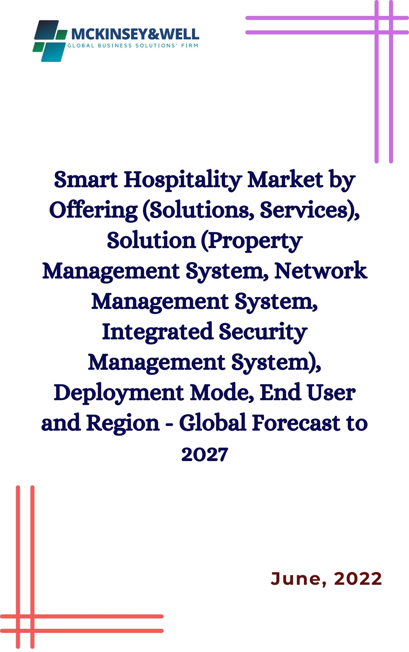 Smart Hospitality Market by Offering (Solutions, Services), Solution (Property Management System, Network Management System, Integrated Security Management System), Deployment Mode, End User and Region - Global Forecast to 2027