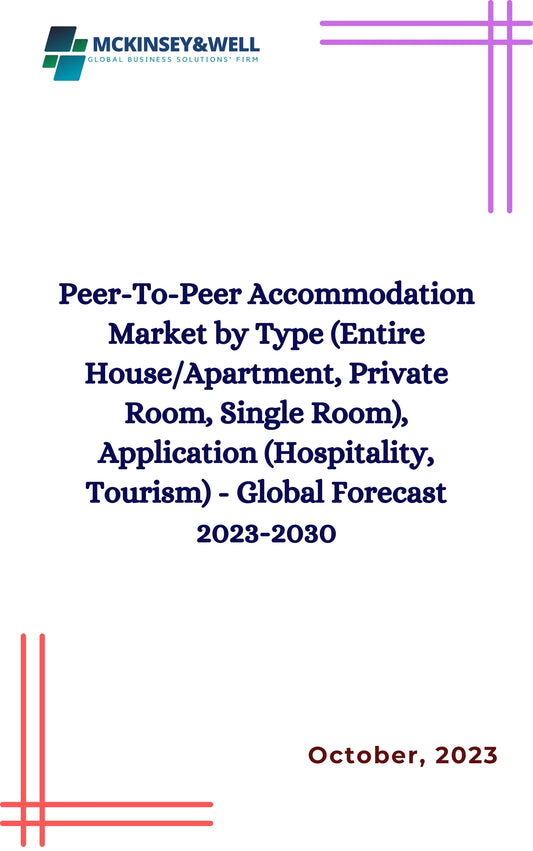 Peer-To-Peer Accommodation Market by Type (Entire House/Apartment, Private Room, Single Room), Application (Hospitality, Tourism) - Global Forecast 2023-2030