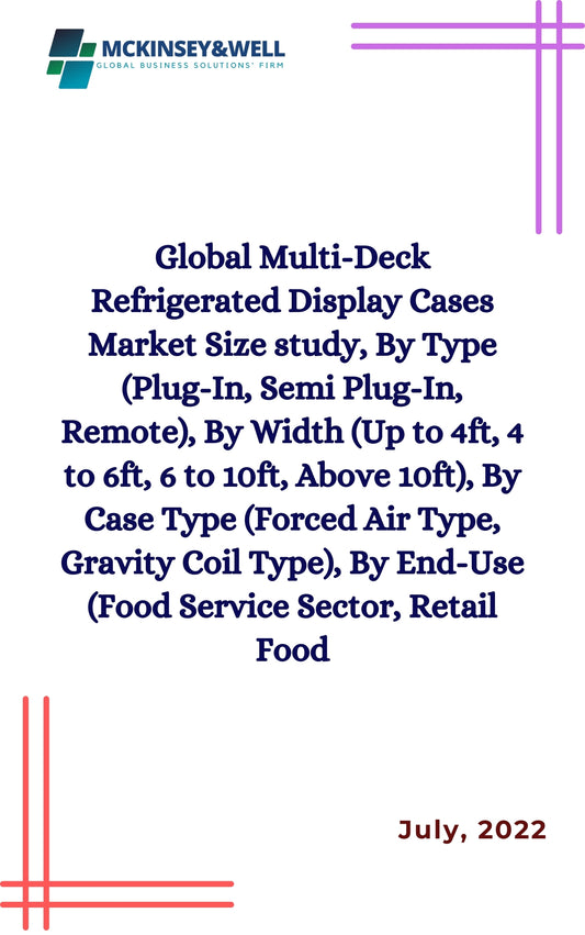 Global Multi-Deck Refrigerated Display Cases Market Size study, By Type (Plug-In, Semi Plug-In, Remote), By Width (Up to 4ft, 4 to 6ft, 6 to 10ft, Above 10ft), By Case Type (Forced Air Type, Gravity Coil Type), By End-Use (Food Service Sector, Retail Food