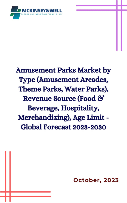 Amusement Parks Market by Type (Amusement Arcades, Theme Parks, Water Parks), Revenue Source (Food & Beverage, Hospitality, Merchandizing), Age Limit - Global Forecast 2023-2030