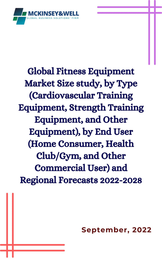 Global Fitness Equipment Market Size study, by Type (Cardiovascular Training Equipment, Strength Training Equipment, and Other Equipment), by End User (Home Consumer, Health Club/Gym, and Other Commercial User) and Regional Forecasts 2022-2028