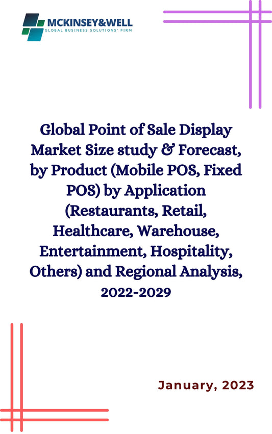 Global Point of Sale Display Market Size study & Forecast, by Product (Mobile POS, Fixed POS) by Application (Restaurants, Retail, Healthcare, Warehouse, Entertainment, Hospitality, Others) and Regional Analysis, 2022-2029