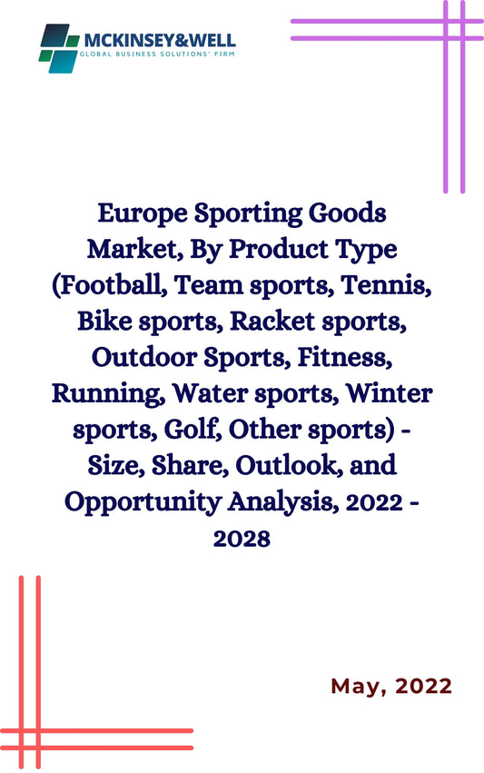 Europe Sporting Goods Market, By Product Type (Football, Team sports, Tennis, Bike sports, Racket sports, Outdoor Sports, Fitness, Running, Water sports, Winter sports, Golf, Other sports) - Size, Share, Outlook, and Opportunity Analysis, 2022 - 2028