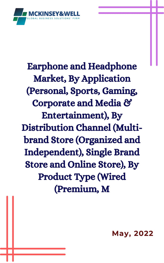 Earphone and Headphone Market, By Application (Personal, Sports, Gaming, Corporate and Media & Entertainment), By Distribution Channel (Multi-brand Store (Organized and Independent), Single Brand Store and Online Store), By Product Type (Wired (Premium, M