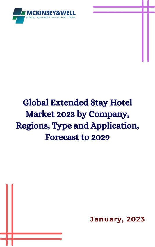 Global Extended Stay Hotel Market 2023 by Company, Regions, Type and Application, Forecast to 2029