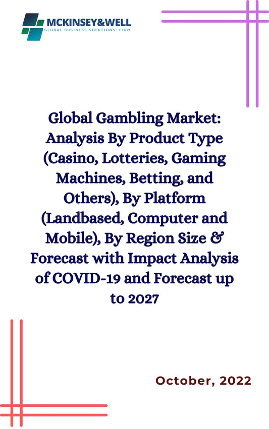 Global Gambling Market: Analysis By Product Type (Casino, Lotteries, Gaming Machines, Betting, and Others), By Platform (Landbased, Computer and Mobile), By Region Size & Forecast with Impact Analysis of COVID-19 and Forecast up to 2027