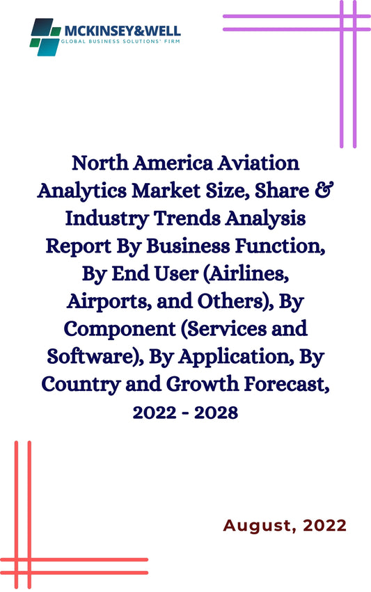 North America Aviation Analytics Market Size, Share & Industry Trends Analysis Report By Business Function, By End User (Airlines, Airports, and Others), By Component (Services and Software), By Application, By Country and Growth Forecast, 2022 - 2028