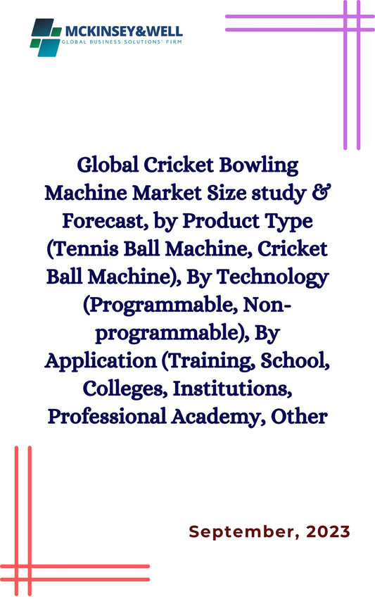 Global Cricket Bowling Machine Market Size study & Forecast, by Product Type (Tennis Ball Machine, Cricket Ball Machine), By Technology (Programmable, Non-programmable), By Application (Training, School, Colleges, Institutions, Professional Academy, Other