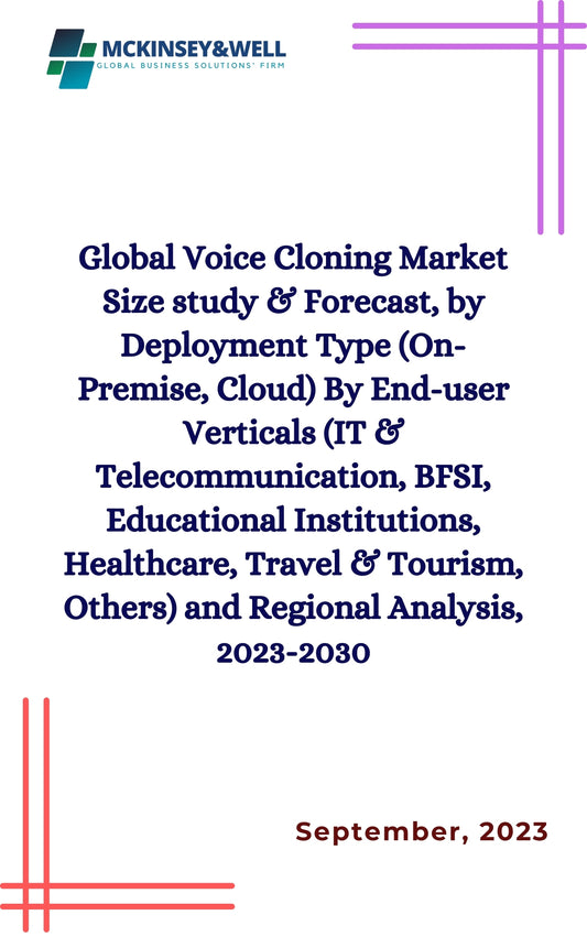 Global Voice Cloning Market Size study & Forecast, by Deployment Type (On-Premise, Cloud) By End-user Verticals (IT & Telecommunication, BFSI, Educational Institutions, Healthcare, Travel & Tourism, Others) and Regional Analysis, 2023-2030