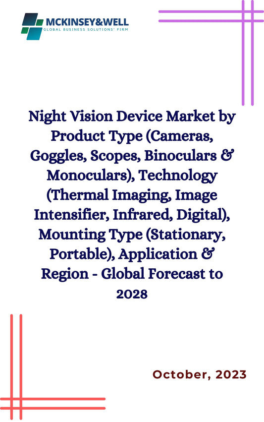 Night Vision Device Market by Product Type (Cameras, Goggles, Scopes, Binoculars & Monoculars), Technology (Thermal Imaging, Image Intensifier, Infrared, Digital), Mounting Type (Stationary, Portable), Application & Region - Global Forecast to 2028