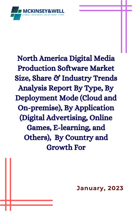 North America Digital Media Production Software Market Size, Share & Industry Trends Analysis Report By Type, By Deployment Mode (Cloud and On-premise), By Application (Digital Advertising, Online Games, E-learning, and Others),  By Country and Growth For