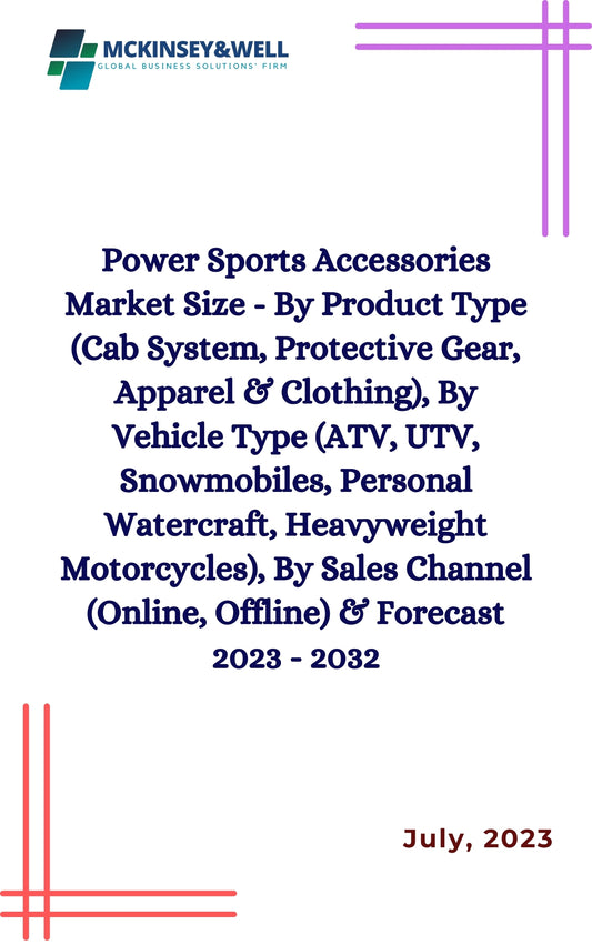 Power Sports Accessories Market Size - By Product Type (Cab System, Protective Gear, Apparel & Clothing), By Vehicle Type (ATV, UTV, Snowmobiles, Personal Watercraft, Heavyweight Motorcycles), By Sales Channel (Online, Offline) & Forecast 2023 - 2032