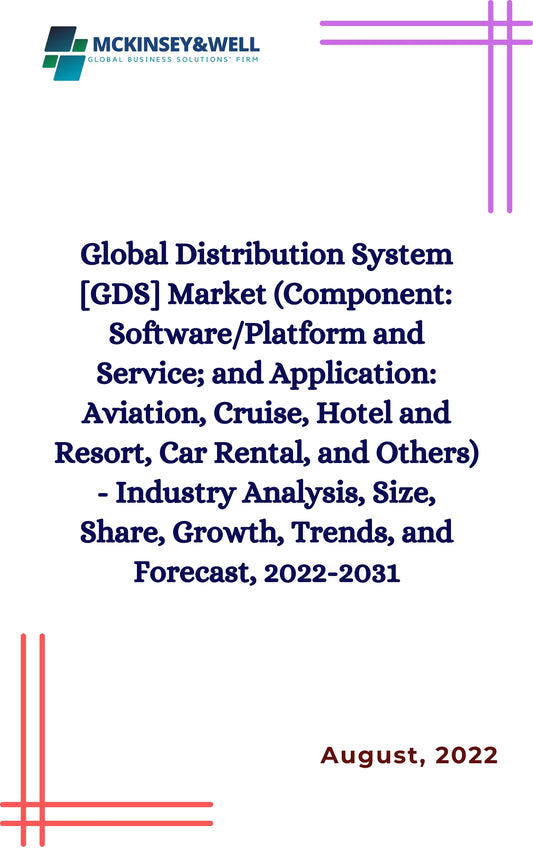 Global Distribution System [GDS] Market (Component: Software/Platform and Service; and Application: Aviation, Cruise, Hotel and Resort, Car Rental, and Others) - Industry Analysis, Size, Share, Growth, Trends, and Forecast, 2022-2031