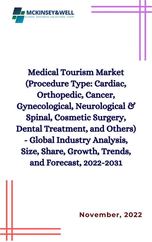 Medical Tourism Market (Procedure Type: Cardiac, Orthopedic, Cancer, Gynecological, Neurological & Spinal, Cosmetic Surgery, Dental Treatment, and Others) - Global Industry Analysis, Size, Share, Growth, Trends, and Forecast, 2022-2031